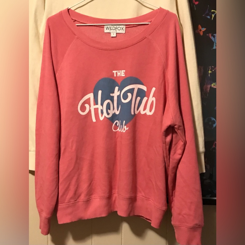 Wildfox Pink THE Hot Tub Club Crewneck Sweatshirt